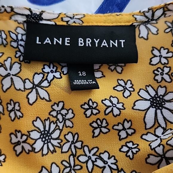 Lane Bryant yellow floral‎ drawstring waist peplum babydoll blouse plus size 18 - Picture 9 of 9